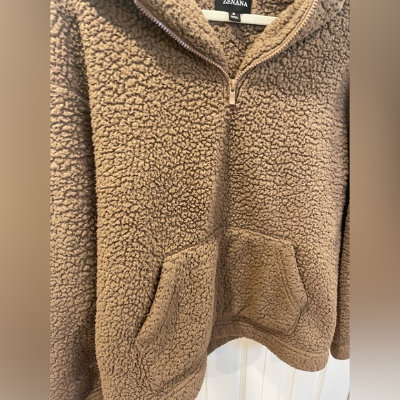 brown teddy pullover hoodie - Picture 2 of 7